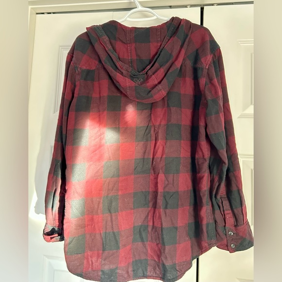 TNA Plaid Button-Up Hooded Top - Picture 2 of 3